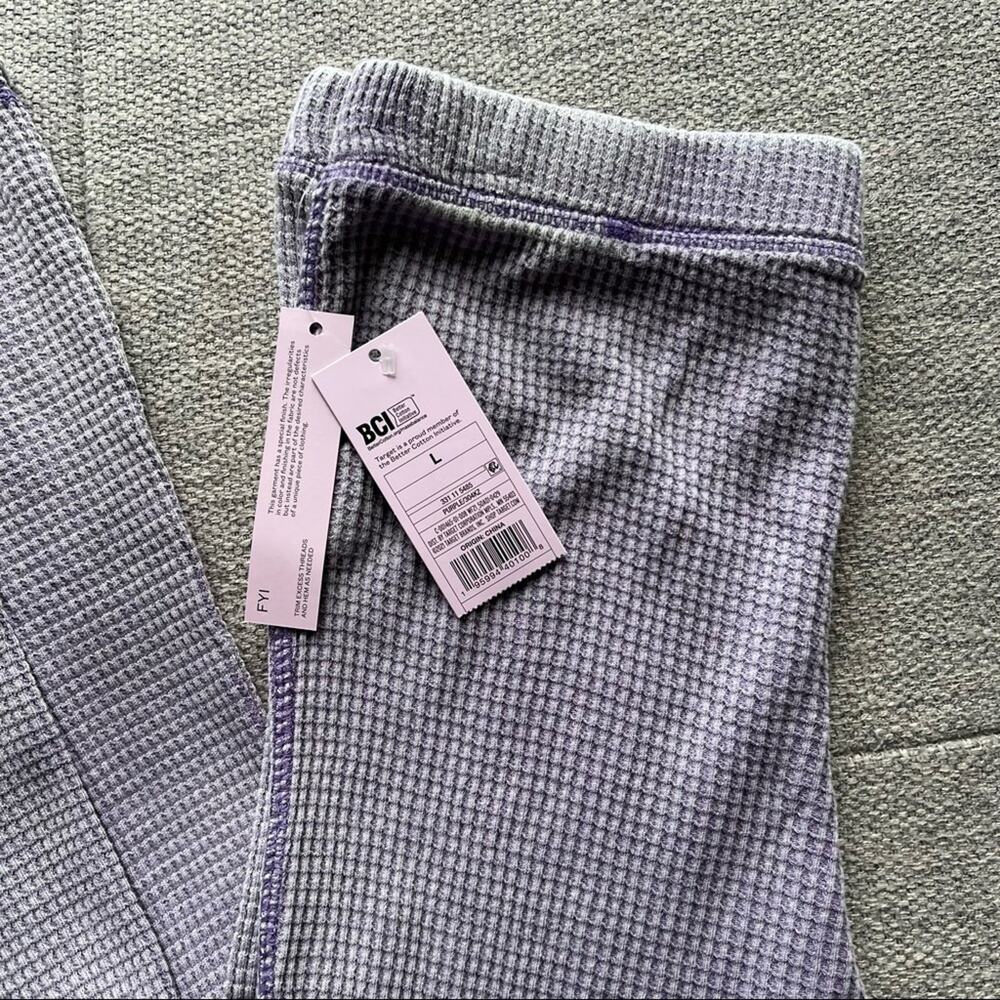 Wild Fable Waffle Knit Thermal Boho Flare Leg Pants Legging Purple Large - Picture 3 of 10